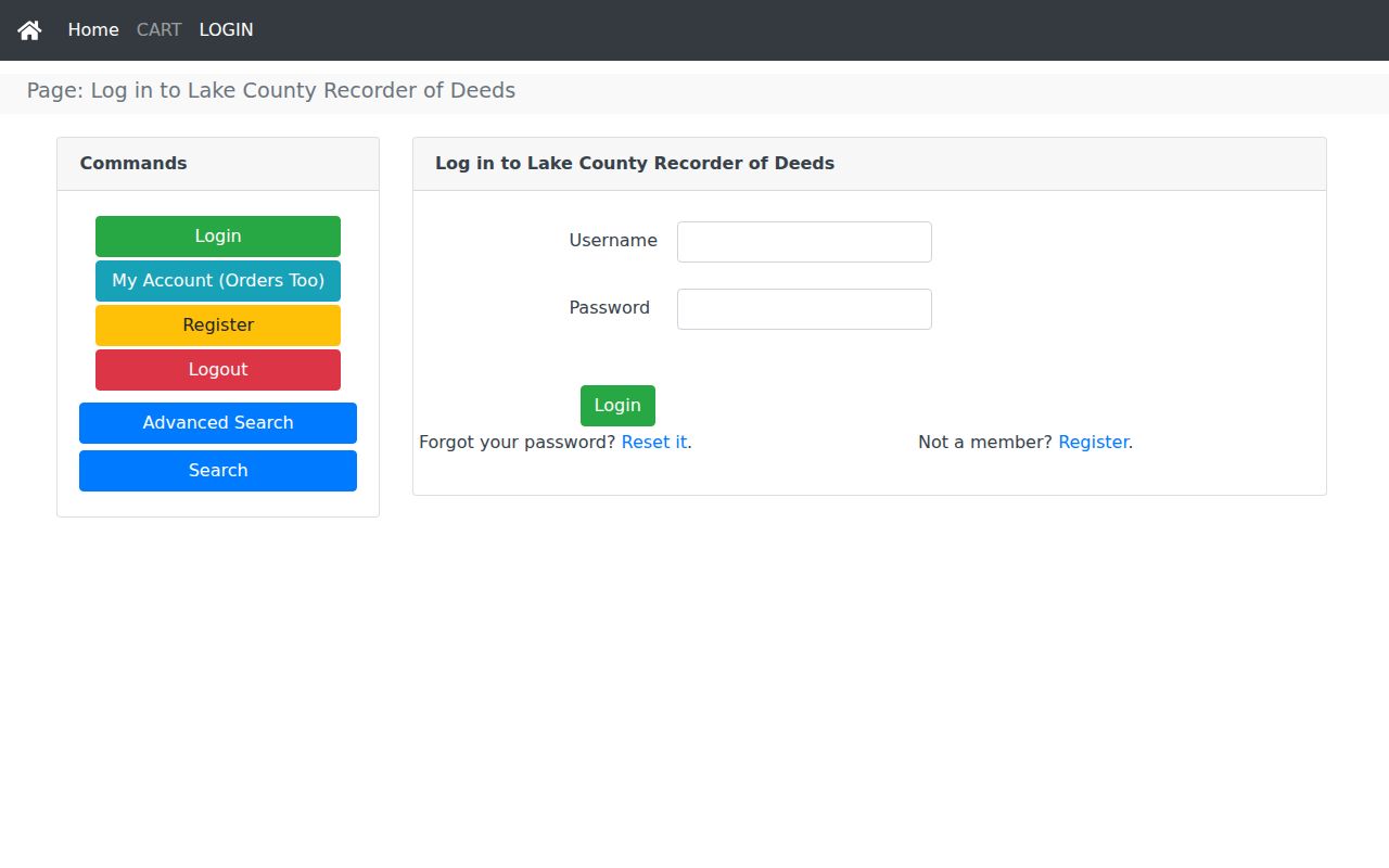 Lake County residents directory Recorder login page