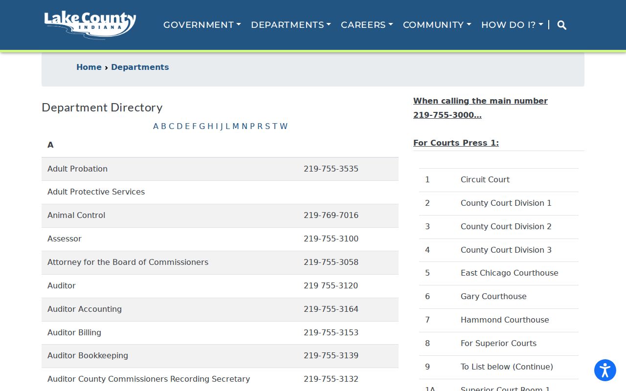 Lake County residents directory county department list