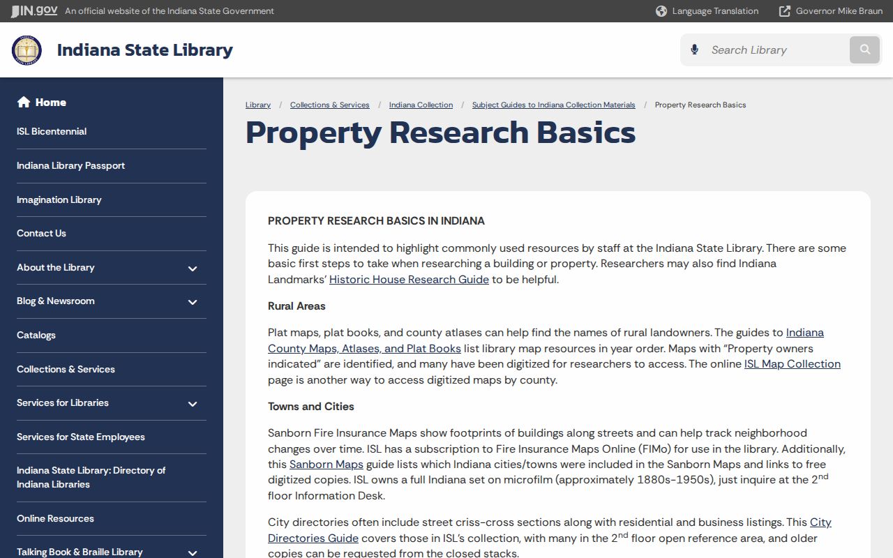 Indiana State Library property and house history research guide