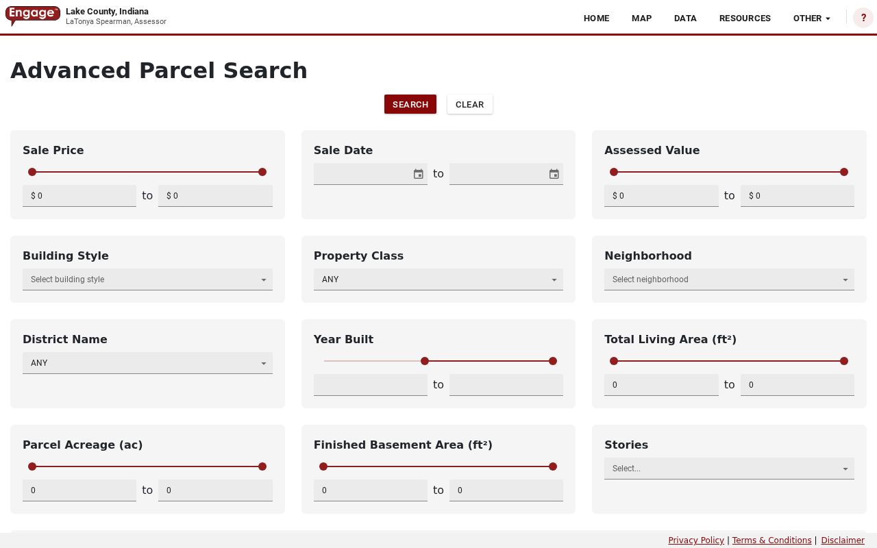 Lake County street directory assessor advanced search fields