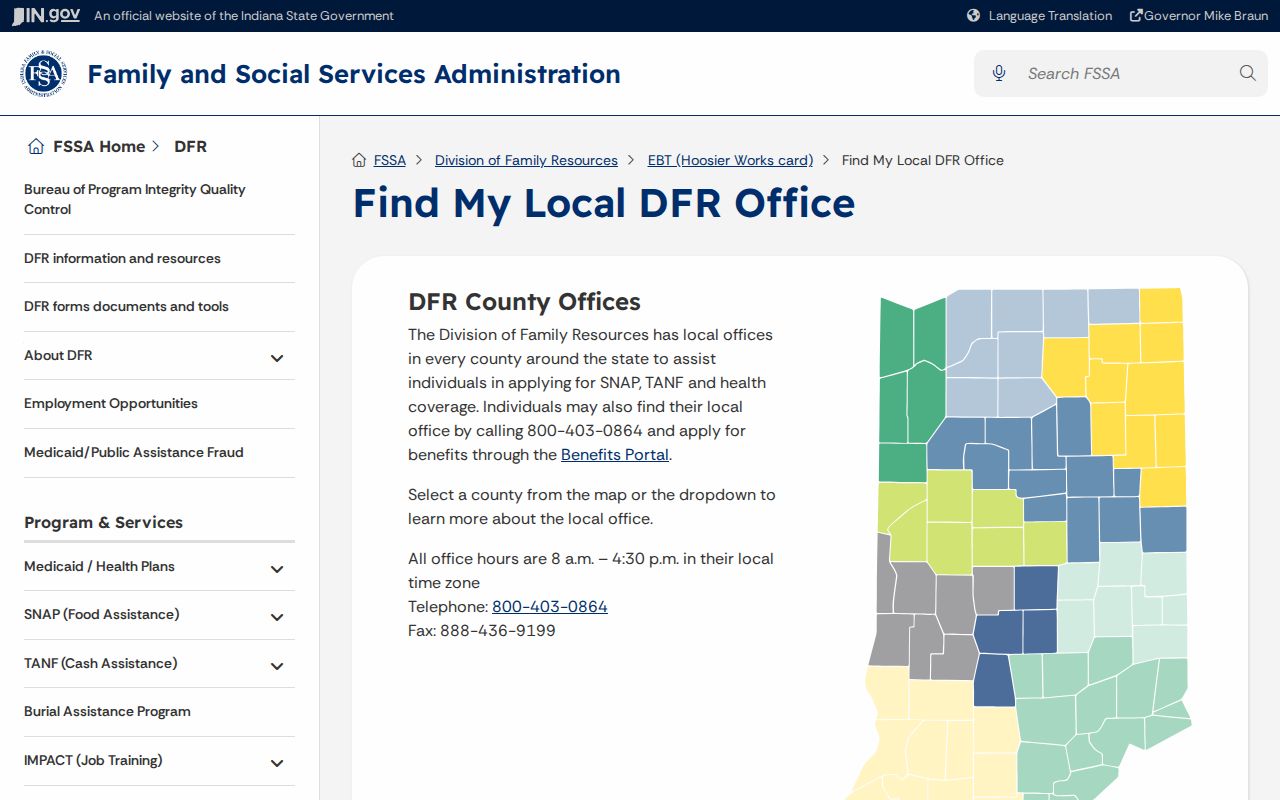 Lake County ZIP code directory Indiana DFR service grouping
